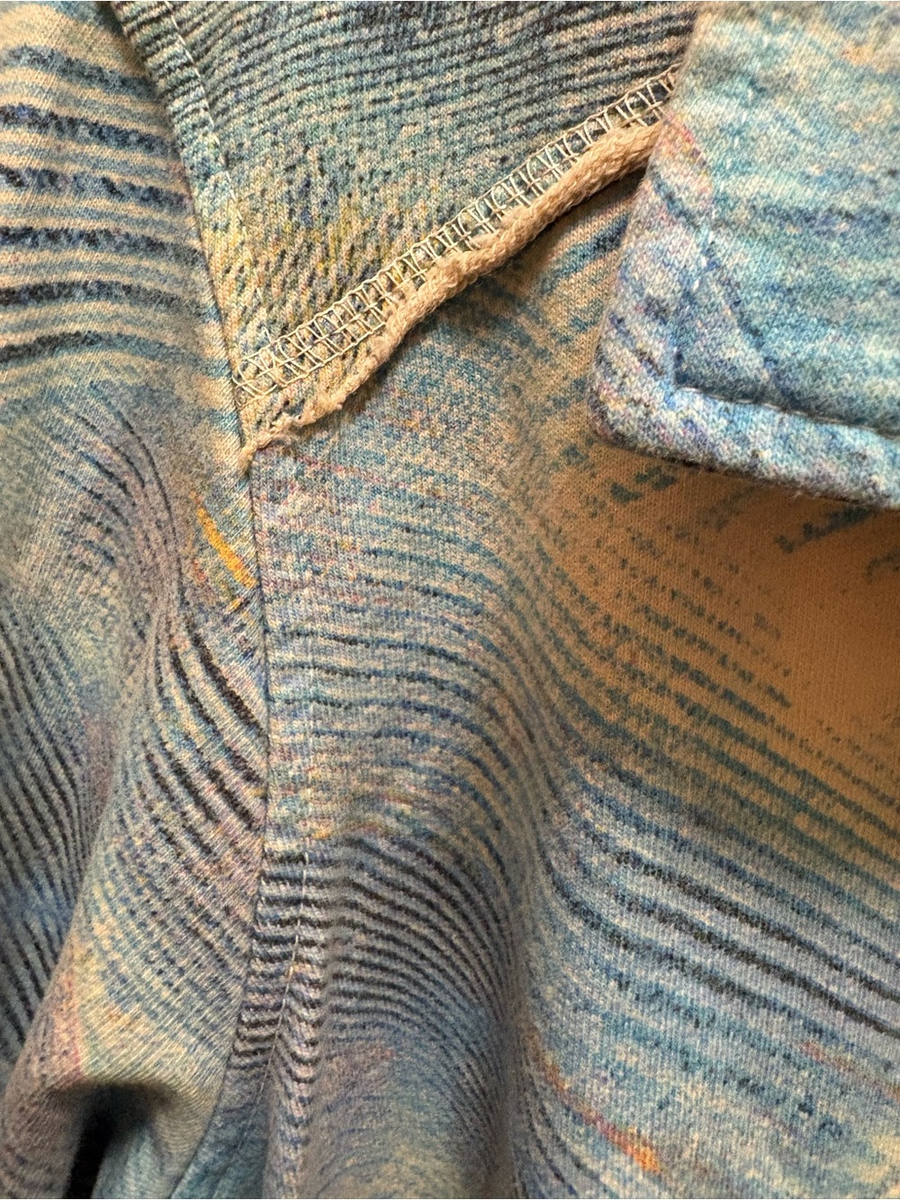 C.M.C. Color Me Cotton XL Blue Abstract Knit Jacket Shacket Cotton Stretch Art - Picture 11 of 16